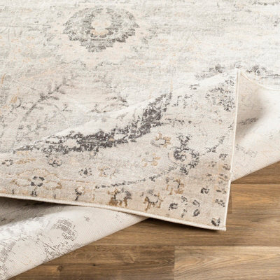 AARYA Vintage Traditional Oriental Boho Charcoal Area Rug 200 x 275 cm