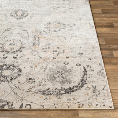 AARYA Vintage Traditional Oriental Boho Charcoal Area Rug 200 x 275 cm