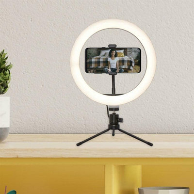 Abaseen 10 inch LED Ring Light with Phone Holder and Tripod Stand USB Powered Selfie Ring