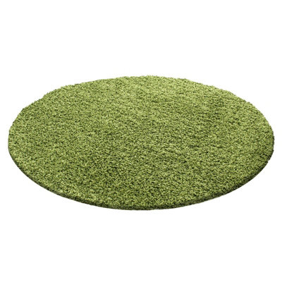 Abaseen 120cm Green Thick Pile Soft Shaggy Modern Circluar Rug