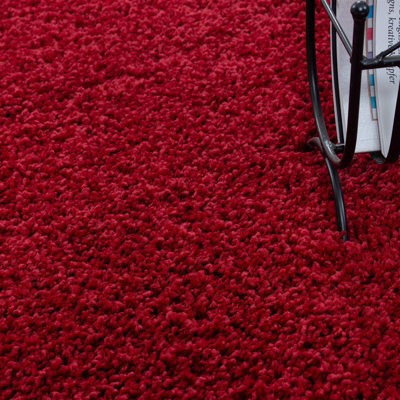 Abaseen 120cm Red Thick Pile Soft Shaggy Modern Circluar Rug