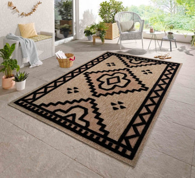 Abaseen 120x120 cm Diamond Black Harper Rug - Washable Rug - Modern Area Rugs for Home and Office