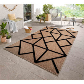 Abaseen 120x120 cm Prism Black Harper Rug - Washable Rug - Modern Area Rugs for Home and Office