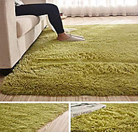 Abaseen 120x160 cm Green Comfort Soft Fluffy Shaggy Bedroom Rugs For Living Room Carpet and Décor Home Anti Slip Area Rugs