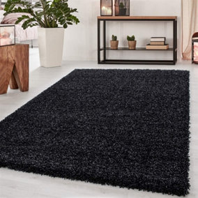 Abaseen 120x170 cm Anthracite Shaggy Rug - Soft Touch Thick Pile Modern Rugs - Washable Area Rugs for Home and Office