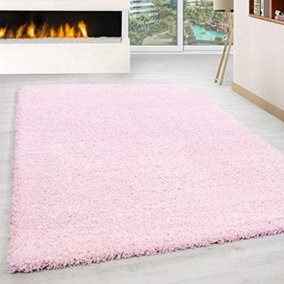 Abaseen 120x170 cm Baby Pink Shaggy Rug - Soft Touch Thick Pile Modern Rugs - Washable Area Rugs for Home and Office