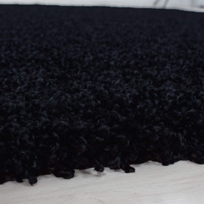 Abaseen 120x170 cm Black Shaggy Rug - Soft Touch Thick Pile Modern Rugs - Washable Area Rugs for Home and Office