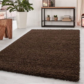 Abaseen 120x170 cm Brown Shaggy Rug - Soft Touch Thick Pile Modern Rugs - Washable Area Rugs for Home and Office