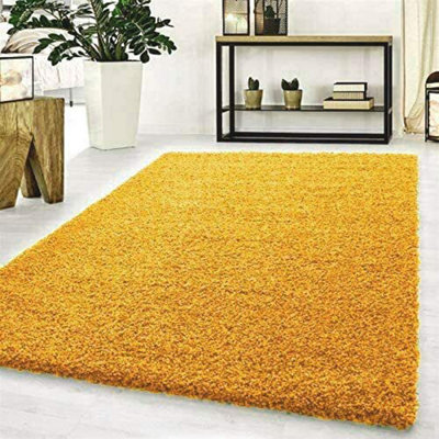 Abaseen 120x170 cm Gold Thick Pile Soft Shaggy Modern Rug