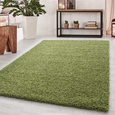 Abaseen 120x170 cm Green Thick Pile Soft Shaggy Modern Rug