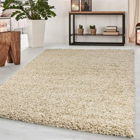Abaseen 120x170 cm Light Beige Shaggy Rug - Soft Touch Thick Pile Modern Rugs - Washable Area Rugs for Home and Office