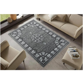 Abaseen 120x170 cm Light Grey Royal Tabriz Rug Classic Oriental Rug 10mm Soft Pile Washable Area Rugs for Home and Office