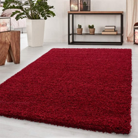 Abaseen 120x170 cm Red Shaggy Rug - Soft Touch Thick Pile Modern Rugs - Washable Area Rugs for Home and Office