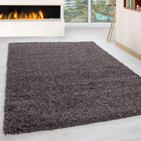 Abaseen 120x170 cm Taupe Shaggy Rug - Soft Touch Thick Pile Modern Rugs - Washable Area Rugs for Home and Office