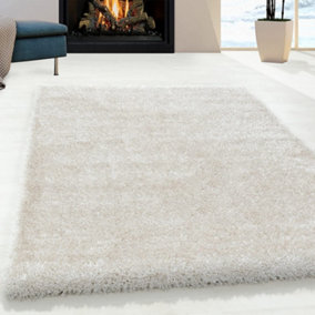 Abaseen 120x170cm Cream Cosy Shaggy Rug, Rectangular Extra Soft Touch 5cm Heavy Thick Pile, Modern Area Rug Livings & Bedroom