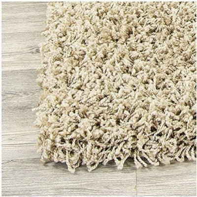 Abaseen 160x230 cm Light Beige Shaggy Rug - Soft Touch Thick Pile Modern Rugs - Washable Area Rugs for Home and Office