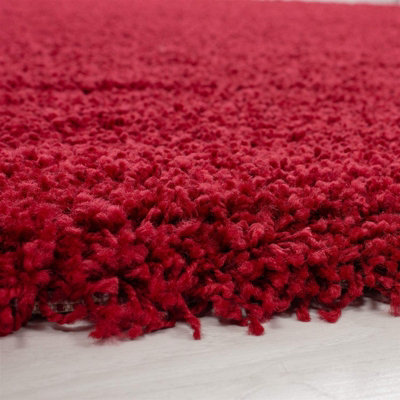 Abaseen 160x230 cm Red Shaggy Rug - Soft Touch Thick Pile Modern Rugs - Washable Area Rugs for Home and Office