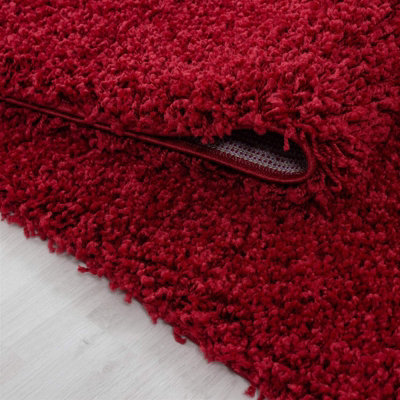 Abaseen 160x230 cm Red Shaggy Rug - Soft Touch Thick Pile Modern Rugs - Washable Area Rugs for Home and Office