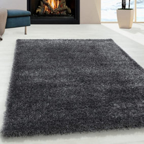 Abaseen 160x230cm Grey Cosy Shaggy Rug, Rectangular Extra Soft Touch 5cm Heavy Thick Pile, Modern Area Rugs Living & Bedroom