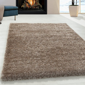 Abaseen 160x230cm Taupe Cosy Shaggy Rug, Rectangular Extra Soft Touch 5cm Heavy Thick Pile, Modern Area Rugs for Living & Bedroom