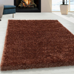 Abaseen 160x230cm Terracotta Cosy Shaggy Rug, Rectangular Extra Soft Touch 5cm Heavy Thick Pile, Modern Area Rugs Living & Bedroom