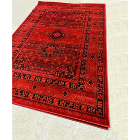 Abaseen 240 x 335 cm Red Tribal Kardiz Rug - Classic Oriental Rug - Washable Area Rugs for Home and Office