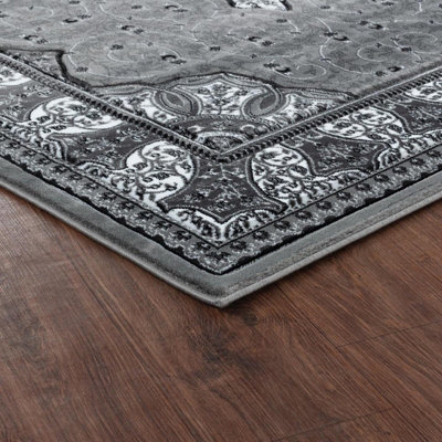 Abaseen 240x320 cm Light Grey Royal Tabriz Rug Classic Oriental Rug 10mm Soft Pile Washable Area Rugs for Home and Office