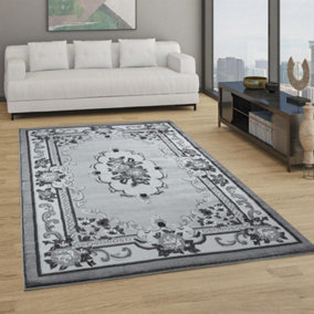 Abaseen 240x330 cm Light Grey Gewels Traditional Rug Classic Oriental Rug 10mm Soft Pile Washable Area Rugs for Home and Office