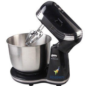 Abaseen 3 Litre 6 Speed Stand Mixer, Accessories Include Stainless Steel Bowl, Twin Beaters & Dough Hooks, Non Slip Rubber Feet