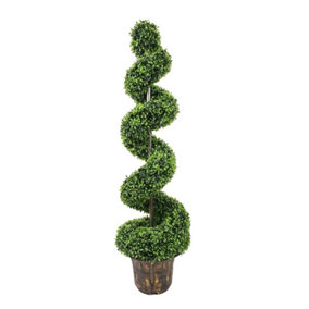 Abaseen 3ft 90 cm Artificial Spiral Twist Topiary Tree Indoor Outdoor