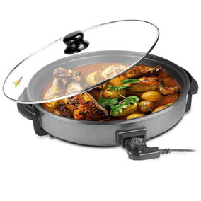 Abaseen 40cm Multi-Function Electric Frying Cooker Pan with Lid, 1500W Non-Stick Coating, Cool Touch Handles Strong Aluminium Body