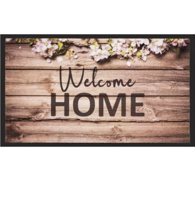 Abaseen 45x75cm Blossoms Welcome Home Door Mat Indoor and Outdoor, Dirt Trapper Mat, Heavy Duty Washable Barrier Door Mats