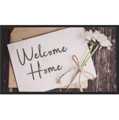 Abaseen 45x75cm Greeting Card Welcome Home Door Mat Indoor and Outdoor, Dirt Trapper Mat, Heavy Duty Washable Barrier Door Mats