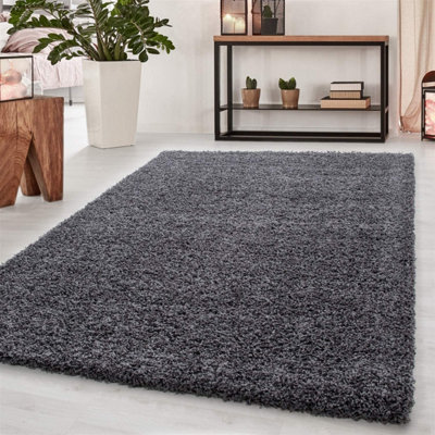 Abaseen 60x110 cm Dark grey Thick Pile Soft Shaggy Modern Rug