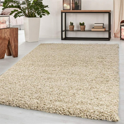 Abaseen 60x110 cm Light Beige Thick Pile Soft Shaggy Modern Rug