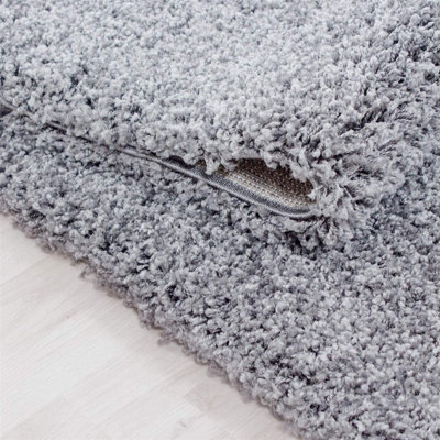 Abaseen 60x110 cm Silver Shaggy Rug - Soft Touch Thick Pile Modern Rugs - Washable Area Rugs for Home and Office