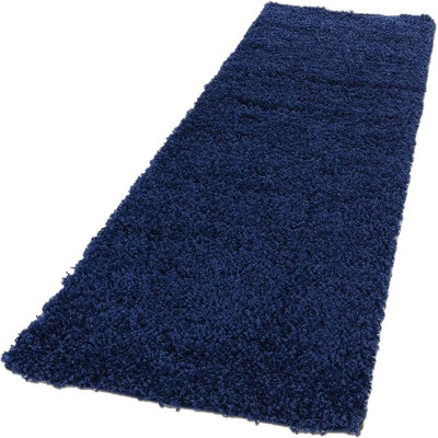 Abaseen 60x220 cm Navy Thick Pile Soft Shaggy Modern Runner Rug