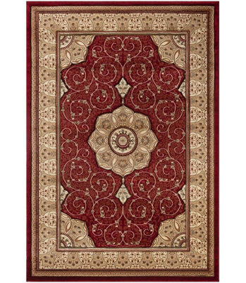 Abaseen 60x220 cm Red Royal Tabriz Rug Classic Oriental Rug 10mm Soft Pile Washable Area Rugs for Home and Office