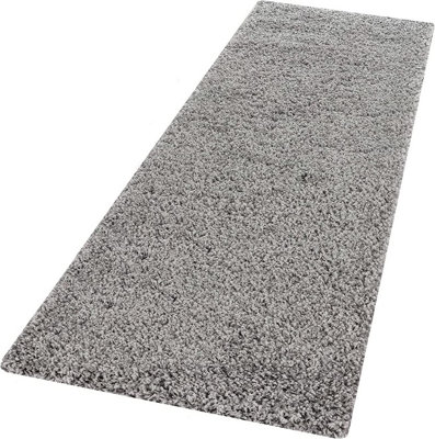 Abaseen 60x220 cm Silver Thick Pile Soft Shaggy Modern Runner