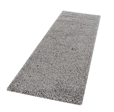Abaseen 60x220 cm Silver Thick Pile Soft Shaggy Modern Runner