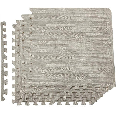 Abaseen 60x60cm, 16pc Grey Wooden Effect Interlocking Floor Mats 64 SQ ...