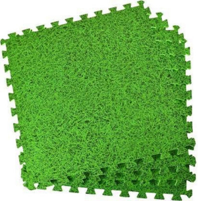 Abaseen 60x60cm, 4pc Grass Effect Interlocking Floor Mats 16 SQ FT