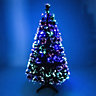 Abaseen 6FT Green Fibre Optic Artificial Christmas Tree, Xmas Tree with Color Changing Multicolor Fibre Optic for Indoor Decor