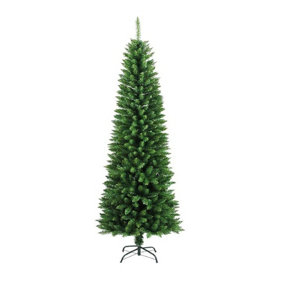 Abaseen 6ft Green Pencil Slim Artificial Christmas Tree, Xmas Tree 570 Tips Easy Assembly Foldable Reusable Strong Metal Stand,