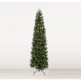 Abaseen 6ft Green Pre-Lit Pencil Slim Artificial Christmas Tree 170LEDs, Xmas Tree with 555 Tips Easy Assembly Strong Metal Stand