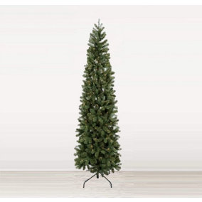 Abaseen 6FT Green Prelit Pencil Slim Artificial Christmas Tree555 Tips, 170LEDs Xmas Tree
