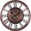 Abaseen 70cm Roman 3D Copper Mechanical Moving Gears Large Wall Clock Battery Operated