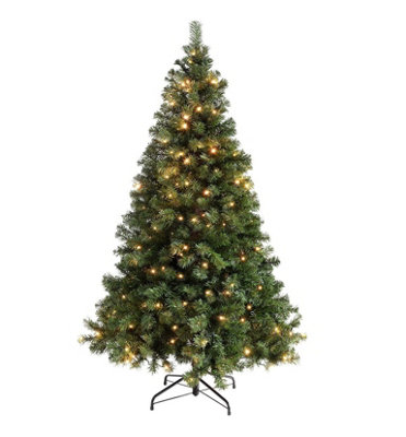 Abaseen - 7FT Green Pre-Lit Artificial Christmas Tree 350LEDs, Xmas Tree with 1000 Tips Easy Assembly Foldable Reusable Strong Met