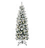 Abaseen 7ft Prelit Snow Tipped Pencil Slim Green Artificial Christmas Tree Xmas Tree 820 Tips 220 LED's Easy Assembly Strong Stand