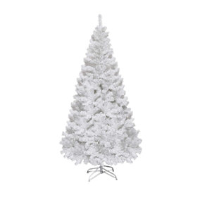 Abaseen - 7FT White Artificial Christmas Tree, 1000 Tips Xmas Tree Easy Assembly Foldable Reusable Strong Stand, Indoor Outdoor De